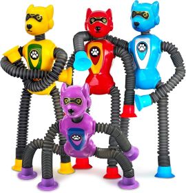 Christmas Stocking Stuffers Gift for Boys Robot Dog Sensory Pop Tube for Toddler Kid 4PC Travel Toys Airplane Car Toy Activities Autistic Road Tr