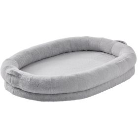 Human Dog Bed, 72" x48"x10" Human Dog Bed for Adult, Human Size Dog Bed with Washable Faux Rabbit Fur Cover, Egg Orthopedic Foam, Storage Pocket (Default: Default)
