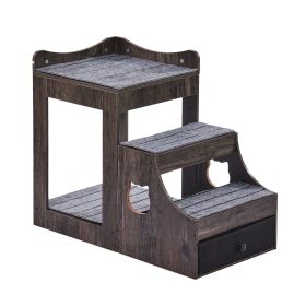 Pet Bunk Bed with Removable Stairs, Dog/Cat Window Perch with Storage, Multi-Level Bed Window Perch Dog Bedside Sleeper Couch, Small Pet Seat Pla (Product Size: Small Size, Color: Gray)